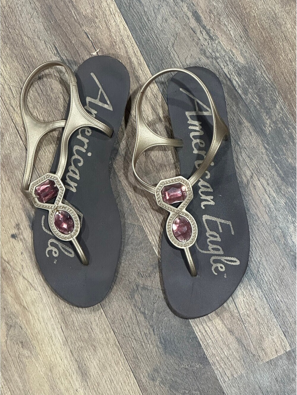 American Eagle Black T Strap Sandals